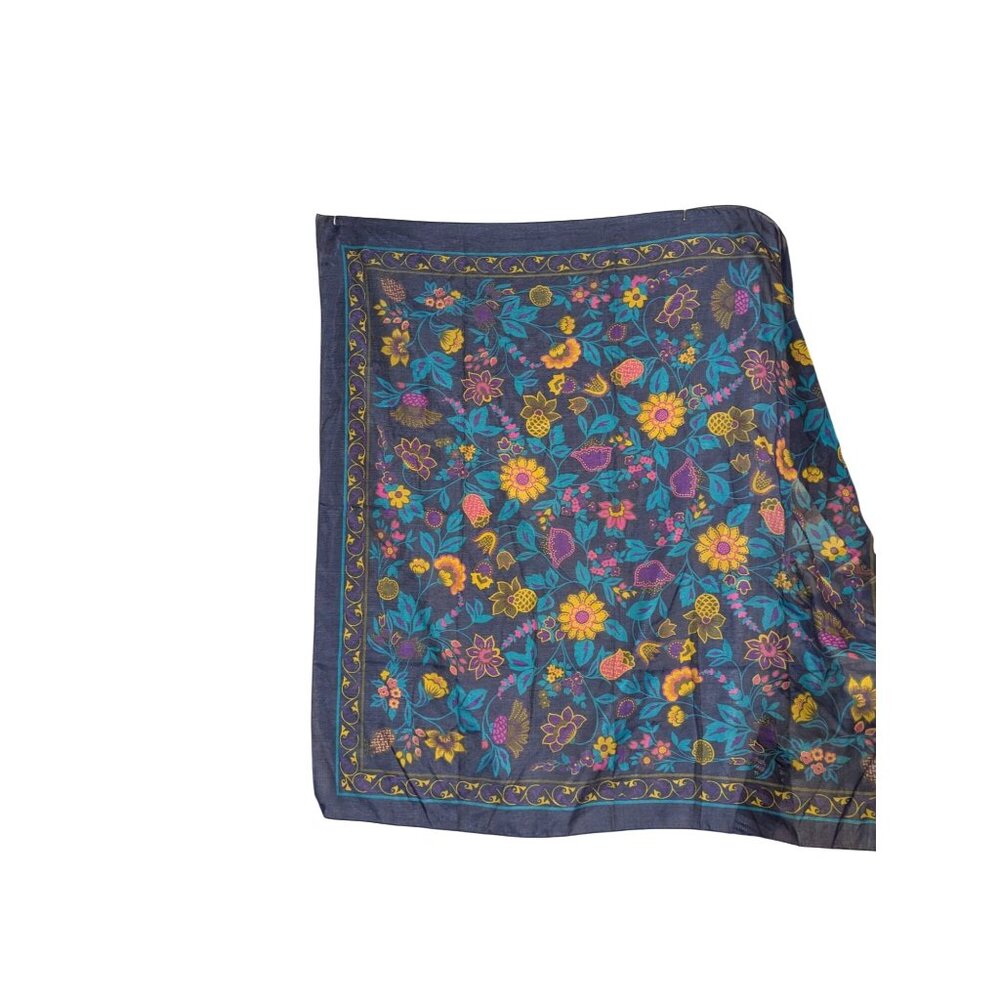 Floral Patterned Polyester Scarf With Vibrant Colors Made In Italy 43"x43" Squar
